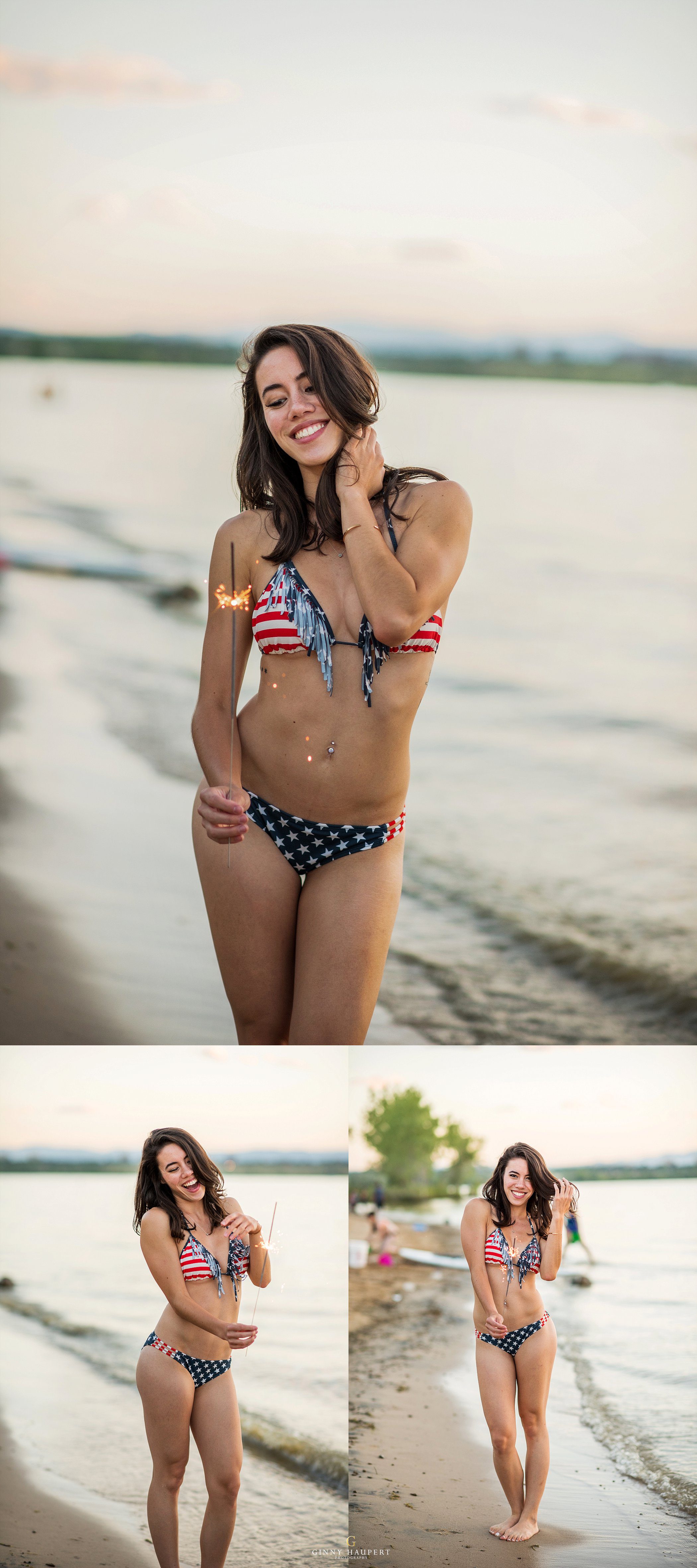 denver boudoir, photoshoot, colorado, aurora, americana, flag, swim, beach, model