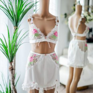 For Love and Lemons Heirloom Rose Slip Skirt and bralette (XS & L-BRALETTE XS SKIRT)