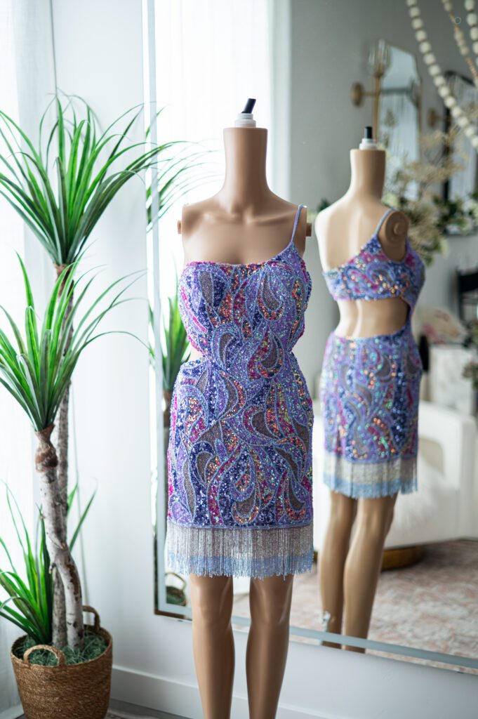 Jovani Lilac Beaded Fringe Mini (6)