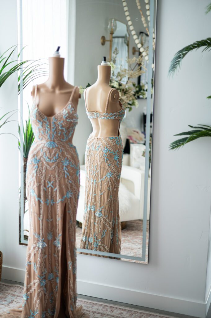 Jovani Nude and Blue Sequined Gown (6)