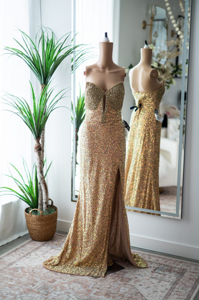 Jovani Gold Beaded Strapless Gown (6)