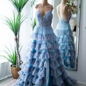 Jovani Periwinkle Floral Ruffle Tulle Gown (2)