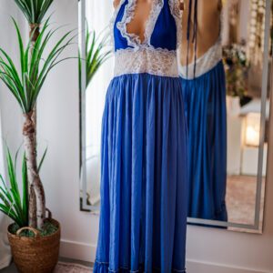 Chio Blue Lace Halter Maxi (M)