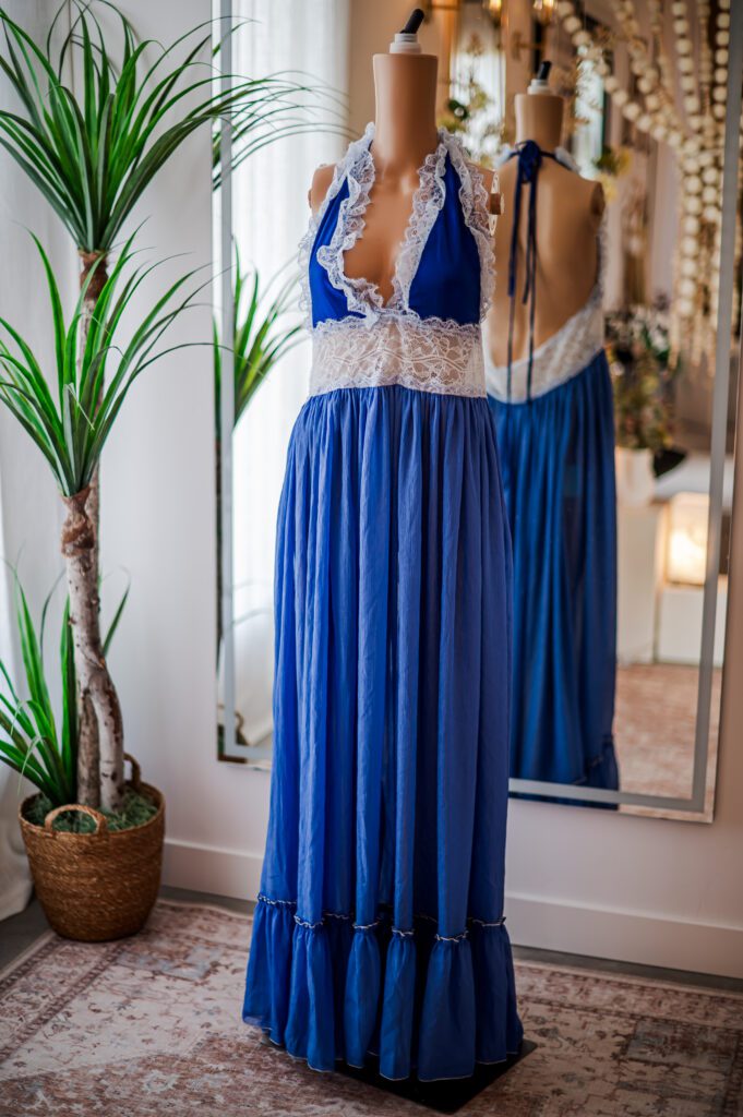 Chio Blue Lace Halter Maxi (M)