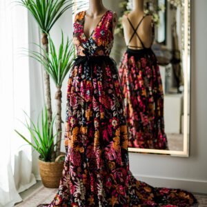 Custom Sequin Floral Crossback Gown (S-XL)