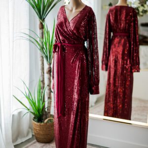 Red Sequin Wrap Gown (L)