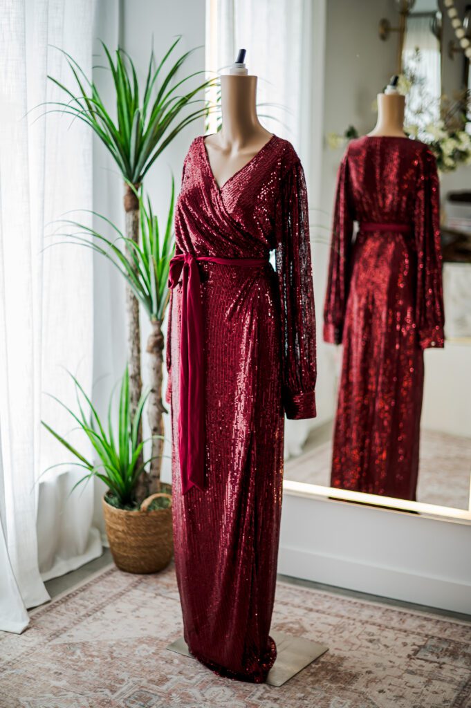 Red Sequin Wrap Gown (L)