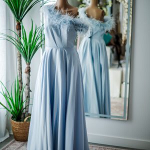 Mac Duggal One Shoulder Light Blue Feather Gown (8)