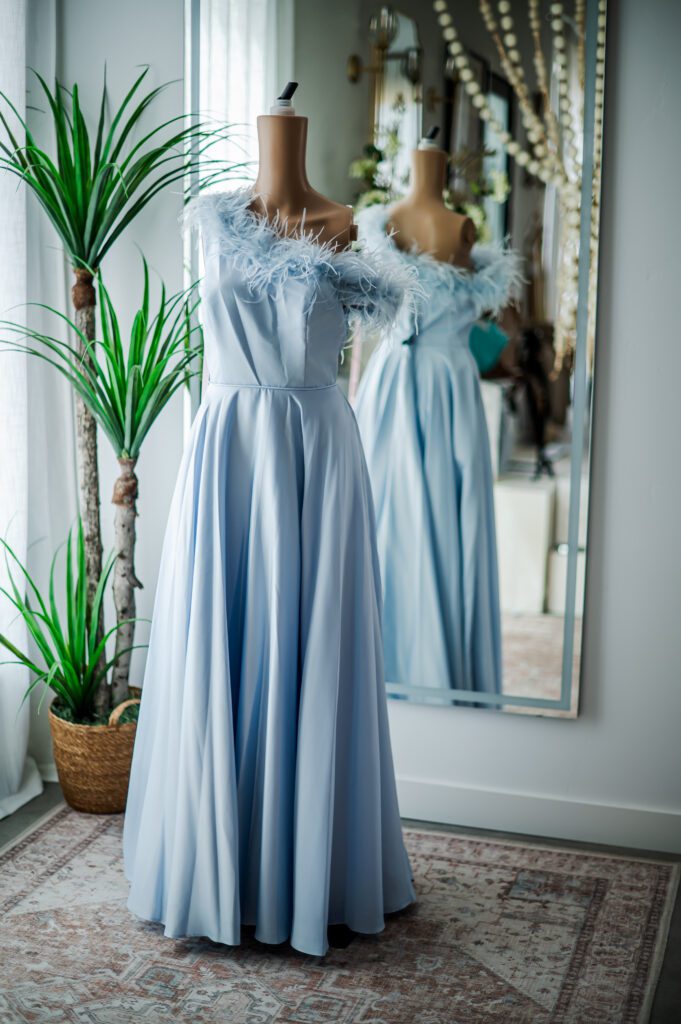 Mac Duggal One Shoulder Light Blue Feather Gown (8)