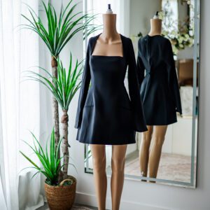 Oh Polly Structured Black Dress (12)