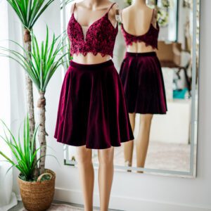 Burgundy Two Piece Dress (2)