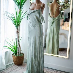 For Love and Lemons Sage Green Slip Dress (M)