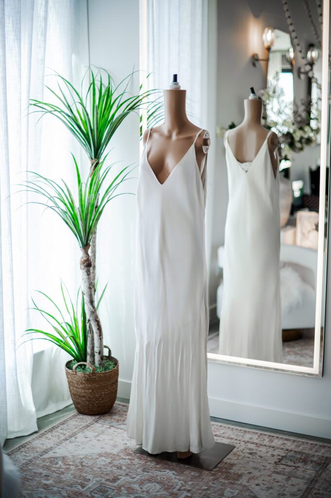Gold Hawk White Satin Maxi Slip Dress (L)