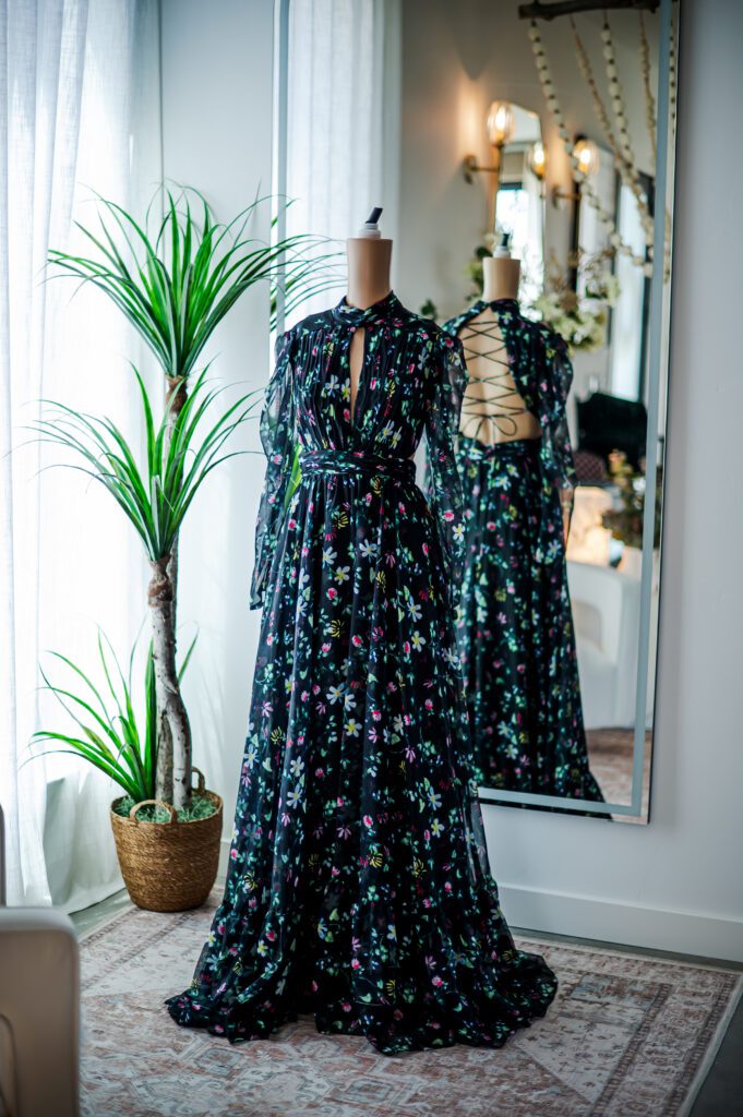 Mac Duggal Floral Long Sleeve Black Maxi (2)