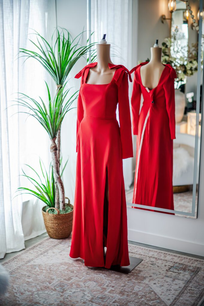 Mac Duggal Red Long Sleeve Bow Gown (6)