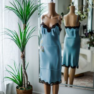 Gold Hawk Blue Slip Midi Slip Dress (S)