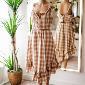 Joyfolie Plaid Mocha Midi Dress ()