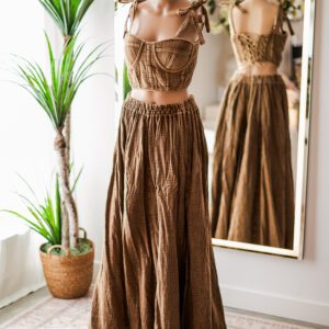 Reclaimation 2 Piece Golden Brown Corset Dress (S-L)