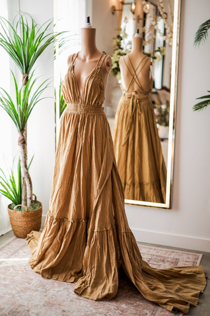 Reclaimation Golden Halter Dress (S-XL)