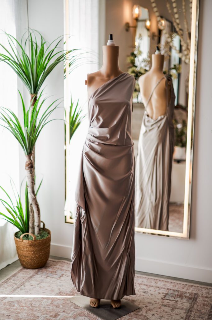 Mauve Satin Stretch One Shoulder Dress (XL)