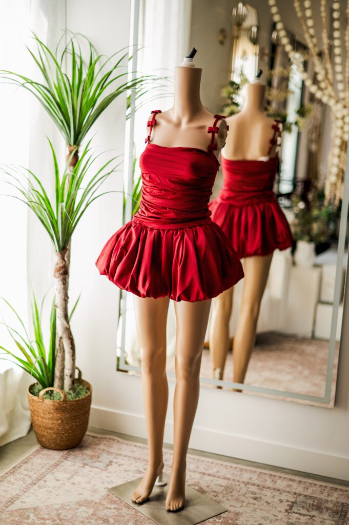 Oh Polly Red Satin Bubble Dress (4)