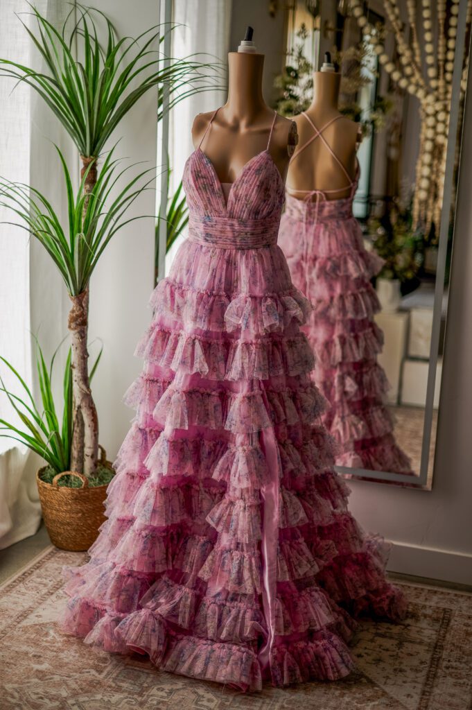 Jovani Pink Floral Glitter Gown (4)