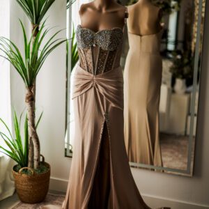 Jovani Crystal Corset Champagne Gown (4)