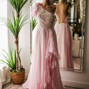 Mac Duggal Flowy Pink One Shoulder Gown (6)