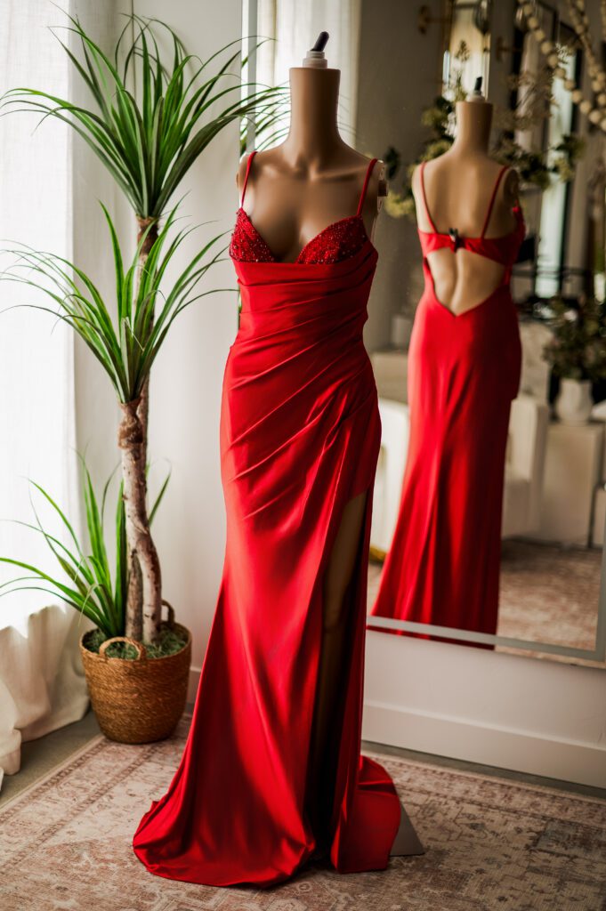 Jovani Red Satin Embellished Gown (6)