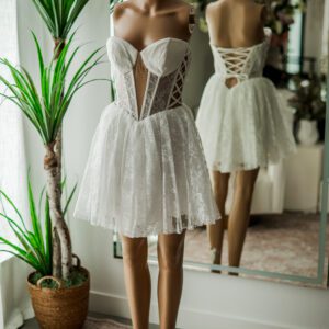 Jovani White Short Lace Corset Mini Dress-6