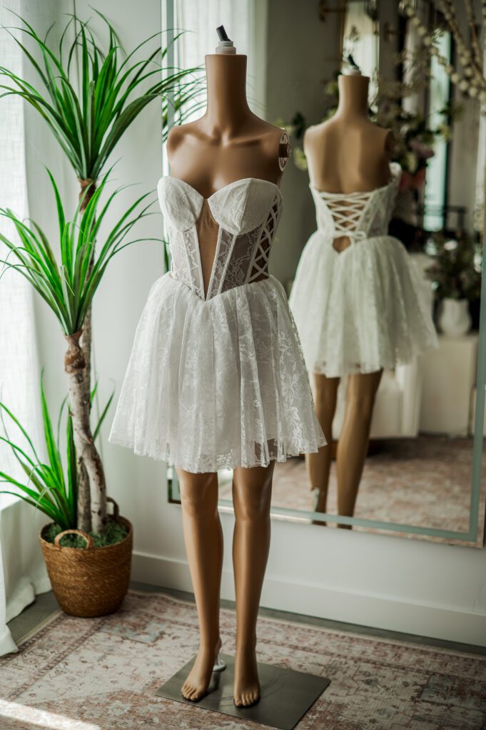 Jovani White Short Lace Corset Mini Dress-6