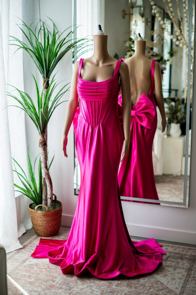 Jovani Fuchsia Mermaid Bow Gown-8