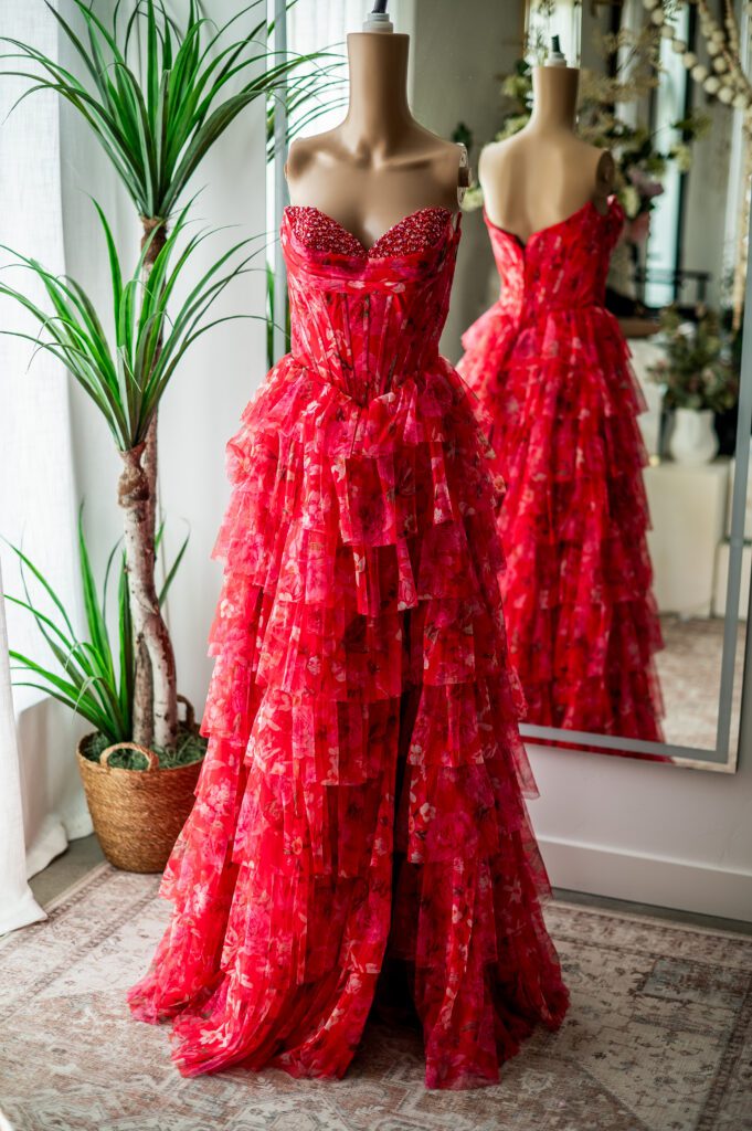 Jovani OOAK Sample Red/pink Corset Ballgown-4