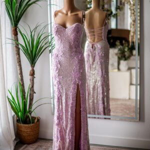 Jovani Ice Pink Sequin Fitted Corset back Gown-8