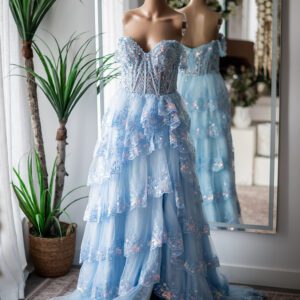 Jovani Light Blue Tiered Cinderalla Gown-6