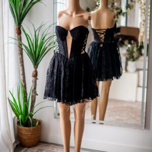 Jovani Lace Corset Black Mini Dress-8