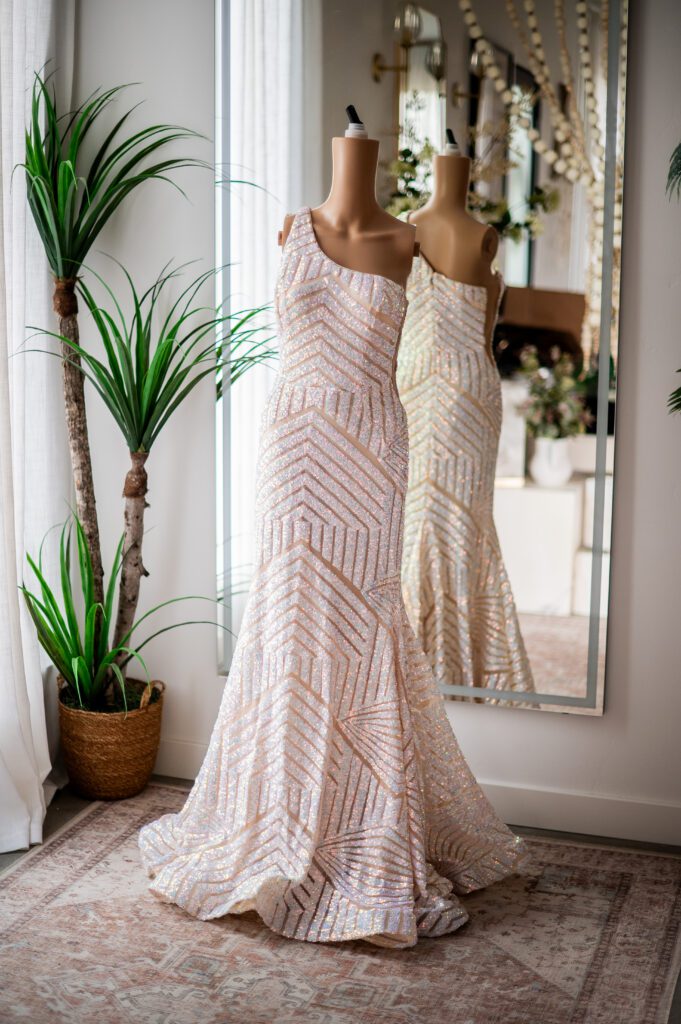 Jovani Mermaid One Shoulder Ivory Sequined Gown-6