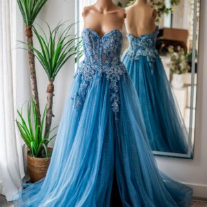 Jovani Sky Blue Glitter Strapless Ball Gown-6