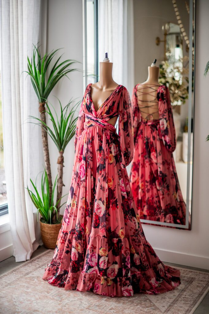 Mac Duggal Floral Chiffon Corset Gown-2