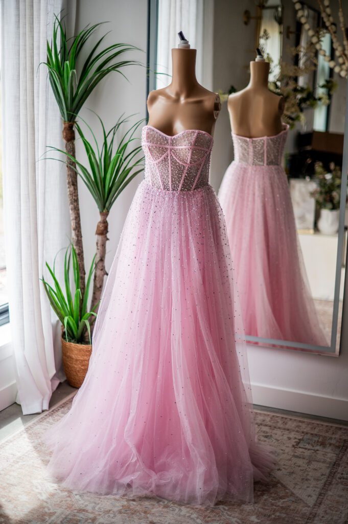 Jovani Pink Disco Pearl Beaded Ballgown-6 & 8