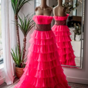 Jovani OOAK Sample Hot Pink Couture Ball Gown-4