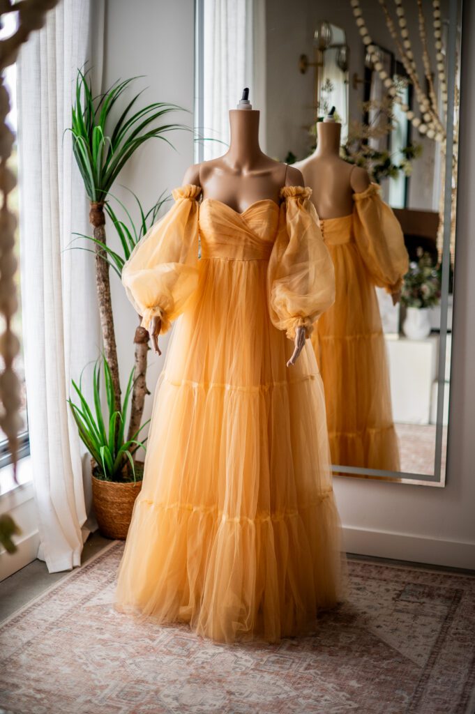 Maternity Friendly Orange Corset Tulle Gown-L