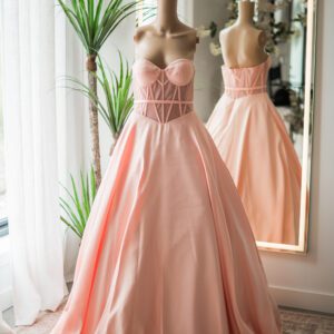 Terani Couture Blush Pink Satin Corset Ball Gown-8