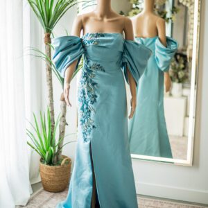 Terani Couture OOAK Sample Makoto Off the Shoulder Blue Gown-2