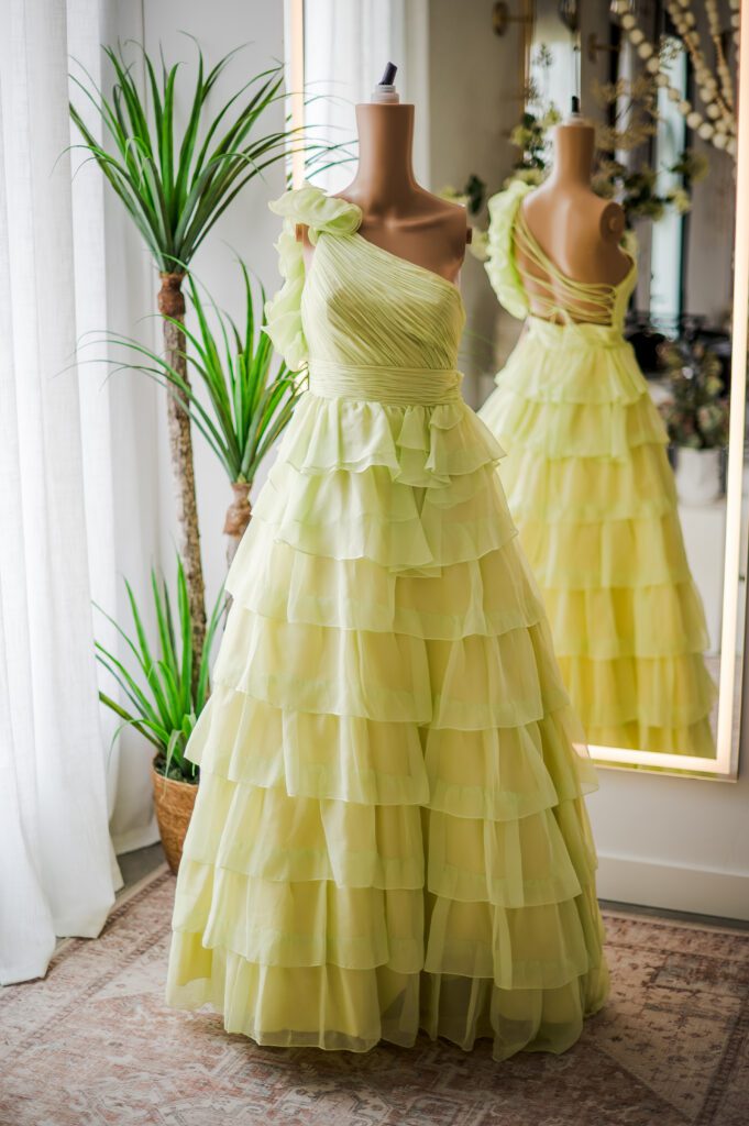 Mac Duggal Pistachio Ruffle One Shoulder Ball Gown-8