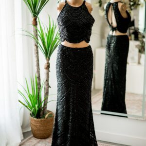 Sherri Hill Black 2 Piece Beaded Gown-6