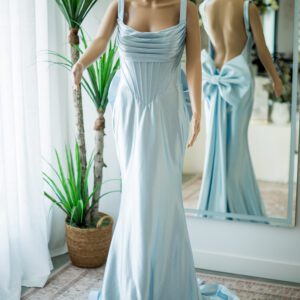 Jovani Light Blue Bow Mermaid Gown-8 & 10