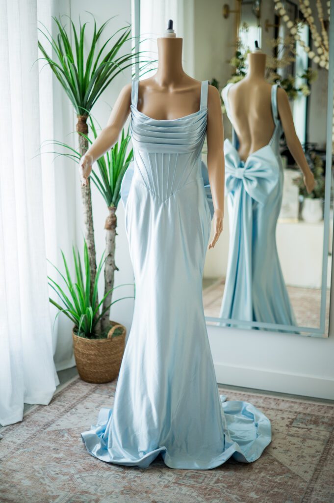 Jovani Light Blue Bow Mermaid Gown-8 & 10